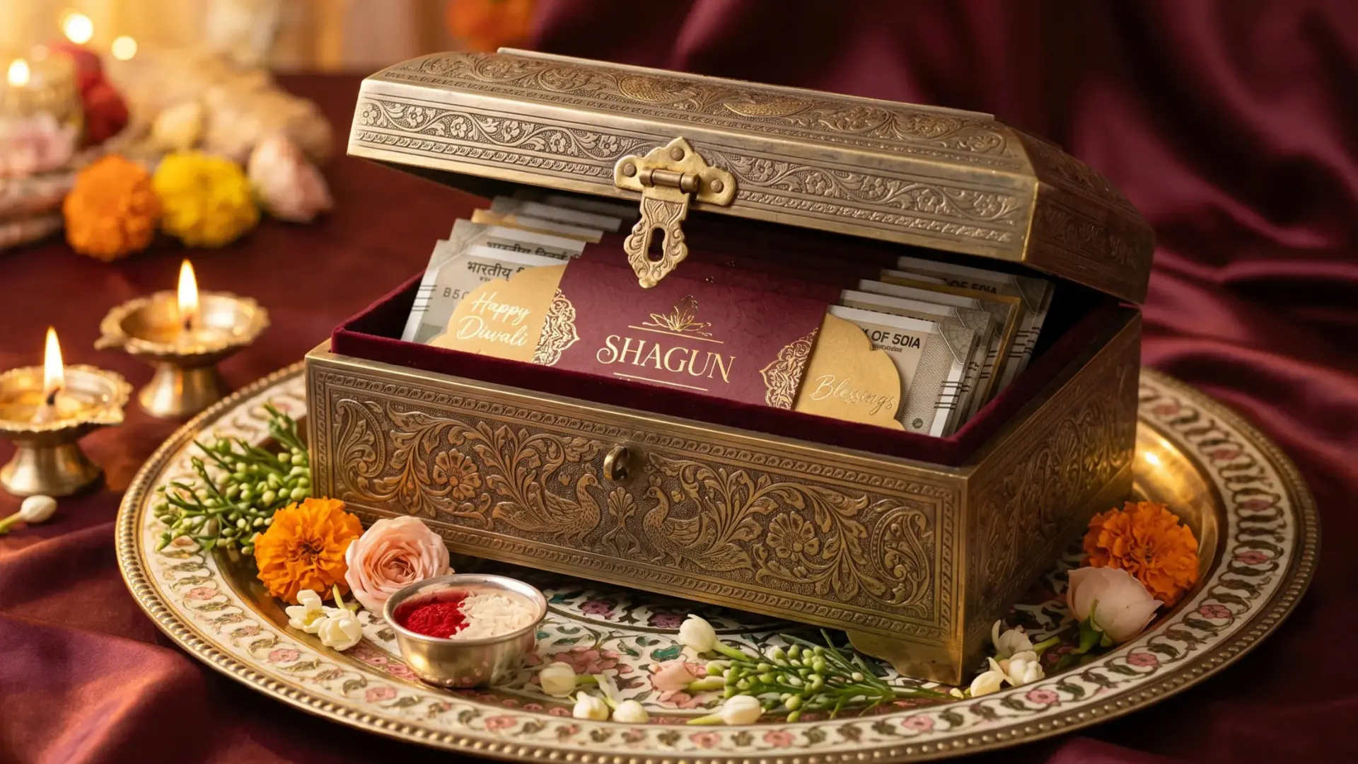 Antique Brass Shagun Box