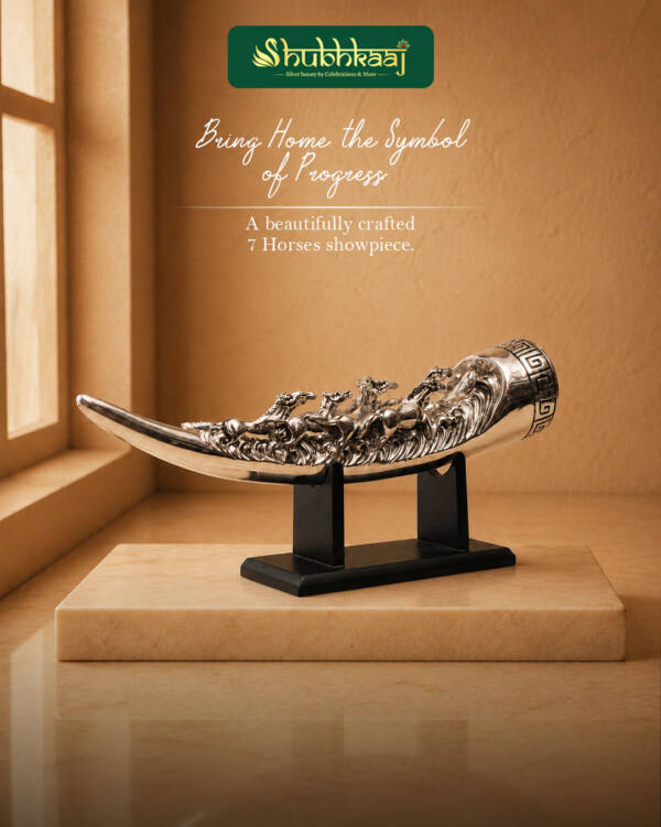 7 Galloping Horse Silver Luxury Showpiece